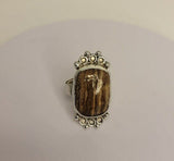 Calcite stone ring, Brown Calcite, stone of the mind, handmade rounded square ring, statement jewelry
