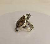 Calcite stone ring, Brown Calcite, stone of the mind, handmade rounded square ring, statement jewelry