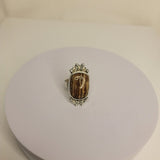 Calcite stone ring, Brown Calcite, stone of the mind, handmade rounded square ring, statement jewelry
