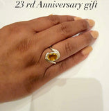 Green topaz ring, 23rd anniversary gift, Sterling silver oval topaz statement ring, Handmade jewelry, Emerald color gemstone