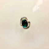 Green topaz ring, 23rd anniversary gift, Sterling silver oval topaz statement ring, Handmade jewelry, Emerald color gemstone