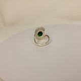 Green topaz ring, 23rd anniversary gift, Sterling silver oval topaz statement ring, Handmade jewelry, Emerald color gemstone