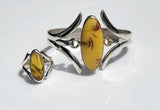 Yellow stone silver bangle, bracelet for small wrist, Yellow Amber, chakra healing stone, gift for her