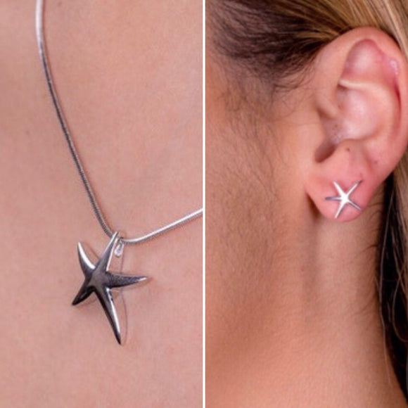 Starfish jewelry set, ocean inspired necklace and earrings, gift to bring intuition, growth, this celestial being represents Divine Love