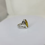 Yellow stone silver ring, Yellow Amber, chakra healing stone, gift for her