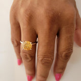 Citrine solitaire ring, faceted crystal ring, November birthstone, Gift for her