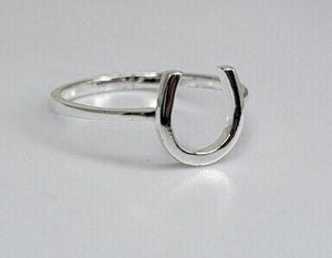 Silver Horseshoe ring, good luck gift, dainty minimalist horseshoe in sterling silver, equestrian jewelry, rancher gift