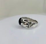 Bold Onyx Ring, Mens Fleur de lis Signet, New Orleans jewelry, Sterling silver onyx ring, gift for him Louisiana State symbol