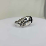 Bold Onyx Ring, Mens Fleur de lis Signet, New Orleans jewelry, Sterling silver onyx ring, gift for him Louisiana State symbol