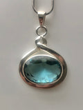 Blue topaz necklace, sterling silver gemstone pendant, December birthstone, Anniversary gift