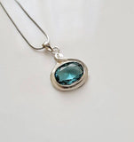 Blue topaz necklace, sterling silver gemstone pendant, December birthstone, Anniversary gift
