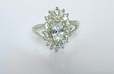 Silver crystal engagement ring, zirconia stones set in sterling silver, handmade jewelry Mothers day gift for her