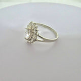 Silver engagement ring, zirconia stones set in sterling silver, handmade jewelry gift for her,