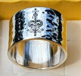 Erzulie ring, goddess of love, Silver handmade hammered and engraved band ring