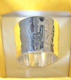 Erzulie ring, goddess of love, Silver handmade hammered and engraved band ring