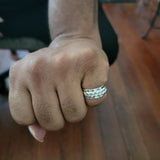 Silver band, braided accent, mens ring sterling band, handmade pinky or thumb ring, artfully crafted, wedding ring, gift for boyfriend
