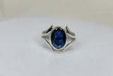 Genuine sapphire ring, September birthstone, gift for 45th anniversary,  Handmade faceted blue solitaire set in sterling silver