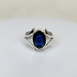 Genuine sapphire ring, September birthstone, gift for 45th anniversary,  Handmade faceted blue solitaire set in sterling silver