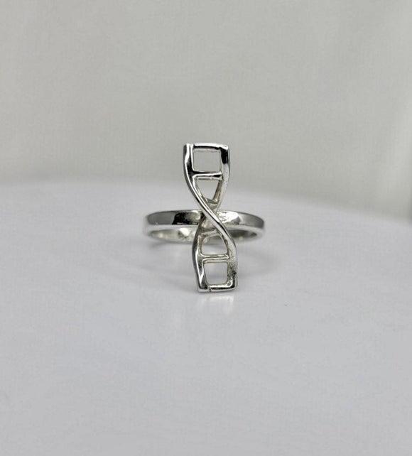 DNA Ring, silver helix band ring, for genetic industry gift, sterling silver,  handmade science genetics jewelry