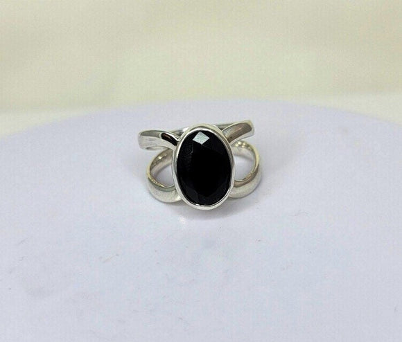 Black Onyx faceted ring, Sterling silver ring, gemstone ring, gift for her, harmonious relationship gift, stone for protection, healing