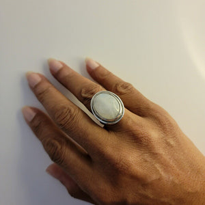 Moonstone ring, gift for new beginnings, sterling silver statement ring, handmade jewelry, September birthstone