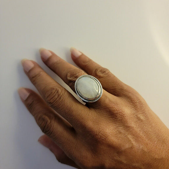 Moonstone ring, gift for new beginnings, sterling silver statement ring, handmade jewelry, September birthstone
