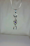 Silver DNA helix necklace, February Birthstone Amethyst, purple double helix pendant, science jewelry, genetics,biology medical gift for her