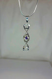 Silver DNA Helix Necklace: Amethyst February Birthstone Pendant