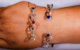 Sterling Silver DNA Helix Necklace: Red Crystal Science Jewelry