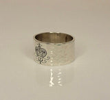 Oshun Symbol ring, statement of female Orisha, Silver handmade hammered and engraved band ring, gift for Priestess of IFA