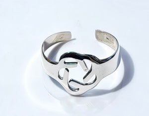 Wide Silver bracelet, meaningful Handmade jewelry, Celtic inspired design, thick sturdy cuff bracelet