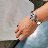 Wide Silver bracelet, meaningful Handmade jewelry, Celtic inspired design, thick sturdy cuff bracelet
