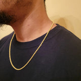Gold rope chain, 14kt 24 inch 5mm, gift for him or her