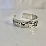 Unique Egyptian jewelry, Eye of Horus cuff bracelet, Handmade sterling cuff with ankh and eye Kemetic symbols