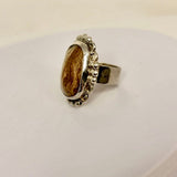 Calcite stone ring, Brown Calcite, stone of the mind, handmade rounded square ring, statement jewelry
