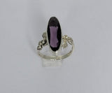 Handmade Amethyst Ring: Silver Flower Accent, February Birthstone