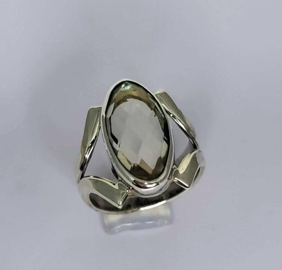 Smokey quartz ring, silver ring with faceted gemstone, stone of protection