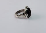Smokey quartz ring, silver ring with oval gemstone, stone of protection