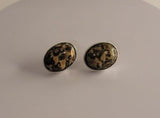 Leopard Jasper large oval post earrings, sterling silver handmade stud earring, trendy gift for her