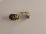 Leopard Jasper large oval post earrings, sterling silver handmade stud earring, trendy gift for her