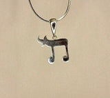 Silver Chai Music Note Pendant: Jewish Symbol of Life Necklace, Hanukkah gift