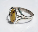 Yellow stone silver bangle, bracelet for small wrist, Yellow Amber, chakra healing stone, gift for her