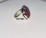 Handmade Pink Dragon Vein Agate Ring: Artisan Fuchsia Jewelry