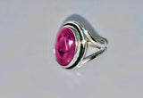 Handmade Pink Dragon Vein Agate Ring: Artisan Fuchsia Jewelry