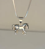 Horse necklace, Sterling silver horse pendant, womens equestrian jewelry, mens rancher gift