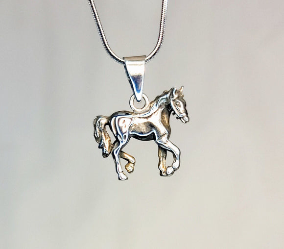 Horse necklace, Sterling silver horse pendant, womens equestrian jewelry, mens rancher gift