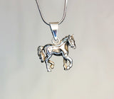 Horse necklace, Sterling silver horse pendant, womens equestrian jewelry, mens rancher gift
