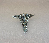 Medical Mom, Caduceus Pin, silver medical symbol jewelry for moms, staff of Hermes, Medical pin gift ideas