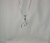Silver initial necklace, letter S cursive pendant, gift for her, handmade cute simple