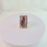 Handmade Dragon Vein Agate Ring: Oval Fuchsia Artisan Jewelry